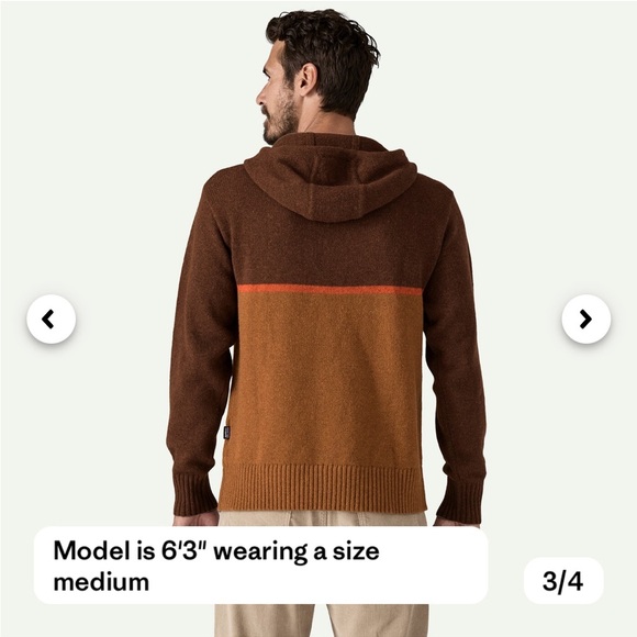 Patagonia Men's Medium Recycled Wool-Blend Sweater Hoody Hoodie Brown NWT - Picture 8 of 10